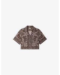Sandro - Bandana-Print Cropped Satin Shirt - Lyst