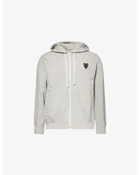 COMME DES GARÇONS PLAY - Double-Heart Embroidered Appliqué Cotton-Jersey Hoody - Lyst