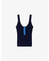 Sandro - Sleeveless Contrast-Trim Knitted Vest Top - Lyst
