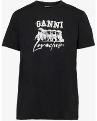 Ganni - Puppy Love Graphic-pattern Organic-cotton T-shirt - Lyst