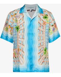Casablancabrand - Cuban-collar Silk Shirt - Lyst