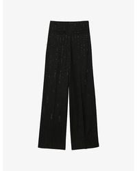 Sandro - Sequin-Embellished Straight-Leg Woven Trousers - Lyst