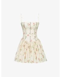 House Of Cb - Ysabella Floral-Print Stretch-Cotton Mini Dress Xs (A-C Cup) - Lyst