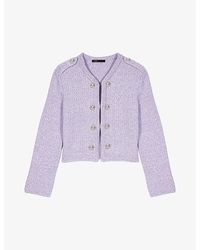 Maje - Button-embellished Tweed Stretch-knit Cardigan - Lyst