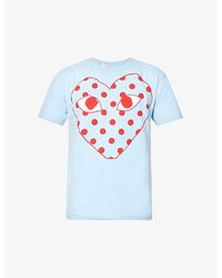 COMME DES GARÇONS PLAY - Big Dotted Heart Graphic-print Cotton-jersey T-shirt - Lyst