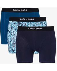 Björn Borg - Logo-waistband Pack Of Three Organic Stretch-cotton Boxers X - Lyst