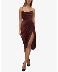 House Of Cb Lois Corset Satin Midi Dress in White | Lyst