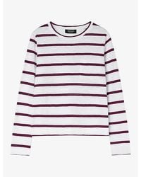 Whistles - Striped Crewneck Long-Sleeve Cotton T-Shirt - Lyst