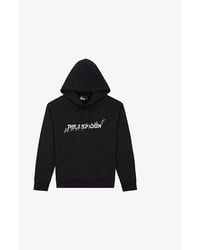 The Kooples - Graphic-Print Rhinestone-Embellished Cotton-Jersey Hoody - Lyst