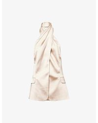 Genny - Draped High-Neck Satin Top - Lyst