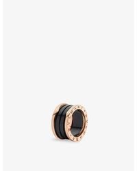 BVLGARI - B.Zero1 Four-Band 18Ct Rose- And Ceramic Ring - Lyst