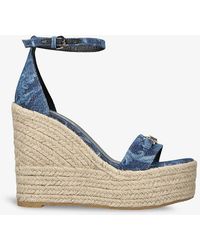Versace - Baroque Graphic-pattern Woven Wedge Espadrilles - Lyst