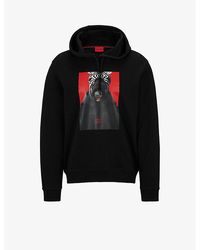 HUGO - Graphic-print Relaxed-fit Cotton Hoody X - Lyst