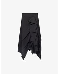 Bottega Veneta - Asymmetric Panelled-Drape Wool Midi Skirt - Lyst