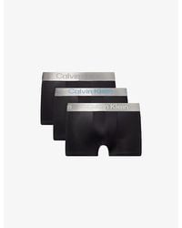 Calvin Klein - Brushed Logo-Waistband Pack-Of-Three Microfibre-Stretch Trunks - Lyst