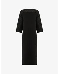 eem - Quilted Embroidered Wool-Blend Midi Dress - Lyst