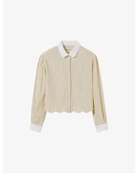Claudie Pierlot - Striped Scalloped-Hem Cotton Shirt - Lyst