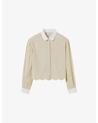 Claudie Pierlot - Striped Scalloped-Hem Cotton Shirt - Lyst