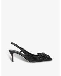 Kurt Geiger - Belgravia Crystal-Embellished Bow Heeled Satin Sandals - Lyst