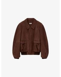 Loewe - Flap-Pocket Collared Suede Bomber Jacket - Lyst