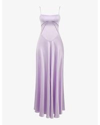 House Of Cb - Anabella Lace-Up Satin Maxi Dress - Lyst