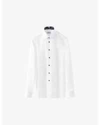 Eton - Signature Floral-trim Regular-fit Cotton-twill Shirt - Lyst