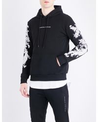 Criminal Damage Paulo Floral-embroidered Cotton-jersey Hoody - Black