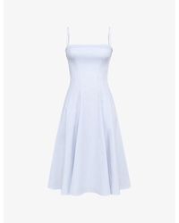 House Of Cb - Dolly Square-Neck Stretch-Cotton Midi Dress - Lyst