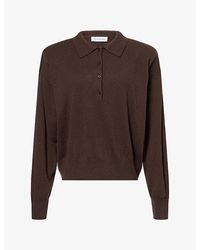 Frankie Shop - Croydon Padded-Shoulder Wool-Blend Polo Shirt - Lyst
