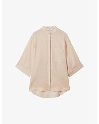 Reiss - Winona Grandad-Collar Relaxed-Fit Linen Shirt - Lyst