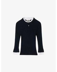 Sandro - Brand-Plaque Layered-Trim Knitted Jumper - Lyst