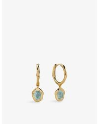 Monica Vinader - Odyssey 18Ct Vermeil And Aquamarine Huggie Earrings - Lyst