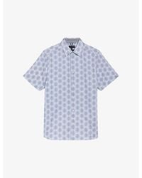 Ted Baker - Pearsho Geometric-print Stretch-cotton Shirt - Lyst