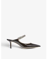 Jimmy Choo - Bing 65 Crystal-Embellished Patent-Leather Heeled Mules - Lyst