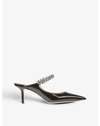 Jimmy Choo - Bing 65 Crystal-Embellished Patent-Leather Heeled Mules - Lyst