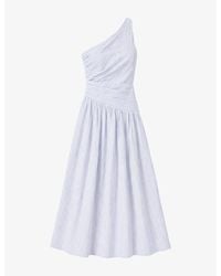 Ro&zo - Striped One-Shoulder Cotton Midi Dress - Lyst