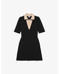 Reiss - Sophie Contrast-Collar Stretch-Knit Mini Dress - Lyst