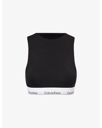 Calvin Klein - Modern Branded-Waistband Cotton-Blend Bralette - Lyst