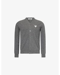 COMME DES GARÇONS PLAY - Embroidered Heart Brushed Wool Knit Cardigan - Lyst