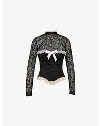 House Of Cb - Perdita Metallic-Jacquard Corset And Bolero Lace Top - Lyst