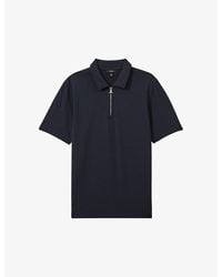 Reiss - Albany Half-Zip Short-Sleeve Stretch-Woven Polo - Lyst
