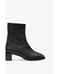 AllSaints - Avril Square-Toe Leather Ankle Boots - Lyst