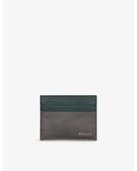 Prada - Logo-Plaque Saffiano Leather Card Holder - Lyst