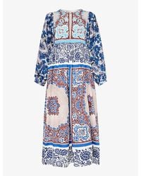 Weekend by Maxmara - Ghiotto Graphic-pattern Cotton-poplin Midi Dress - Lyst