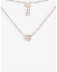 Apm Monaco - Heart 18ct -plated Brass, Zirconia And Pink Nacre Pendant Necklace - Lyst