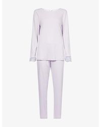 Hanro - Kalea Lace-Trims Cotton-Jersey Pyjama Set - Lyst
