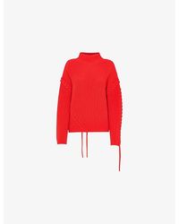 Whistles - Limited Edition Lacing-Detail Rib Cotton-Blend Knitted Jumper - Lyst