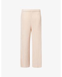 Pleats Please Issey Miyake - Wide-Leg High-Rise Knitted Trousers - Lyst