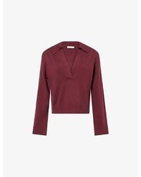 Jonathan Simkhai - V-Neck Long-Sleeves Cotton And Cashmere Polo Shirt - Lyst