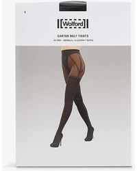 Wolford - Garter-belt Stretch-woven Tights - Lyst
